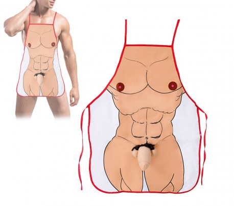 748985 Idea para regalo delantal de hombre con pene en relive de peluche