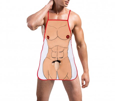 748985 Idea para regalo delantal de hombre con pene en relive de peluche
