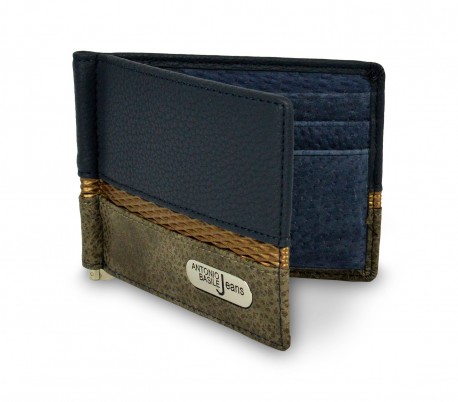 8858 PSB30 Cartera hombre de piel ANTONIO BASILE con clip para los billetes