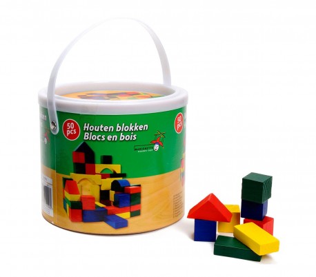 44026 Cubo juego 50 piezas de madera en colores para niños apartir de 2 años