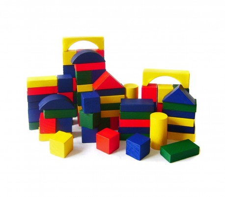 44026 Cubo juego 50 piezas de madera en colores para niños apartir de 2 años