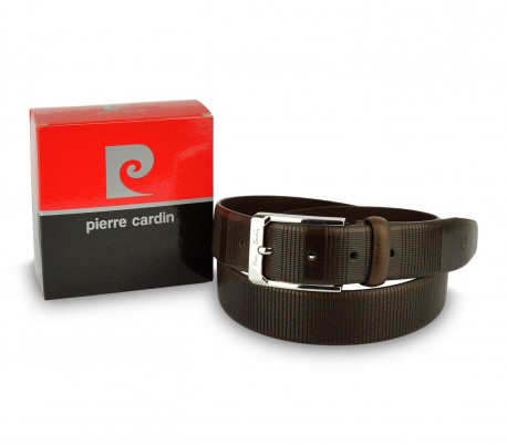 8005 Cinturón de cuero para hombre PIERRE CARDÍN hebilla de acero pulido