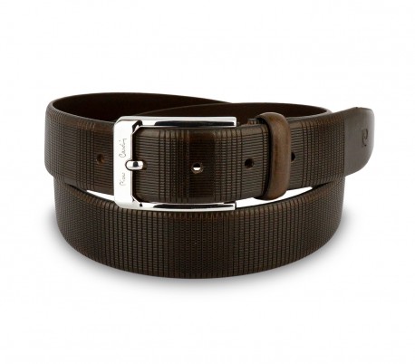 8005 Cinturón de cuero para hombre PIERRE CARDÍN hebilla de acero pulido