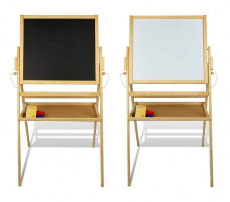 36847 Pizarra 2 en 1 de madera reversible con tizas y borrador 50x45x110 cm