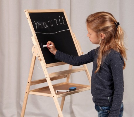 36847 Pizarra 2 en 1 de madera reversible con tizas y borrador 50x45x110 cm