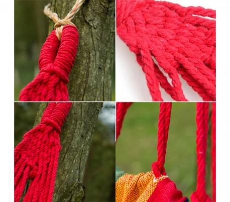 276846 Hamaca para el aire libre de algodón colorido L. 200 x P. 80cm con bolsa
