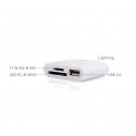Lector 5 en 1 targeta de memoria y USB con conector LIGHTNING para smartphone