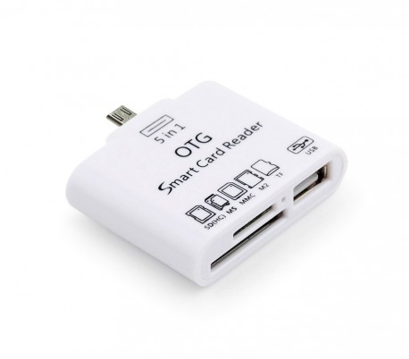 Lector 5 en 1 tarjeta de memoria y USB con conector LIGHTNING para smartphone