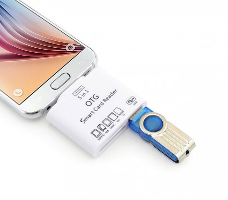 Lector 5 en 1 tarjeta de memoria y USB con conector LIGHTNING para smartphone