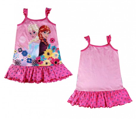 2200001968 Vestido de algodón para niña de FROZEN de Elsa y Anna 3 a 7