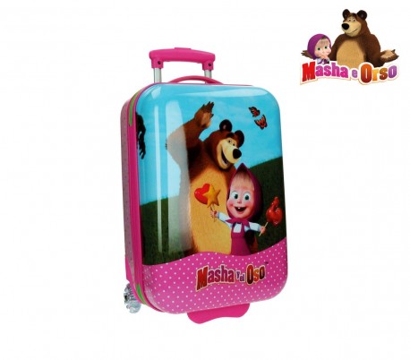 2650351 Trolley rigida con ABS equipaje de mano motivo Masha y Oso 31x55x20 cm