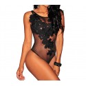 3910 Body sexy transparente negro con detalles delanteros talla de la S a la XL