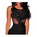 3910 Body sexy transparente negro con detalles delanteros talla de la S a la XL