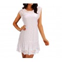3912 Vestido corto de encaje para mujer cuello redondo tallas de la S a la XXL