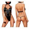 028E Body atractivo con tanga mod. NATASHA con tachuelas y cadenas delanteras