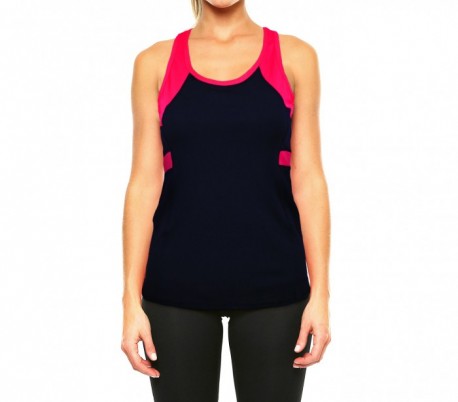 KZ-310 Camiseta deportiva para mujer con escote olímpico y con detalle flúor 