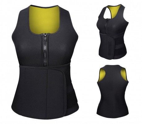 Chalecto efecto sauna fitness con cremallera y velcro efecto adelgazante L a XXL