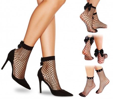 DSW Pack de 3 pares de calcetines negros de red modelo FANCY tobilleros
