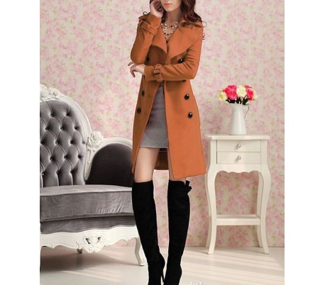 Gabardina cláscia larga de doble botonadura para mujer modelo PURE 