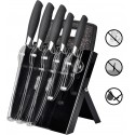 RL-BLK7ST Set 5 pz cuchillos de acero con apoyo acrílico y tabla de cortar