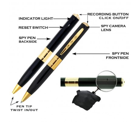 Boligrafo espía de audio y vídeo con memoria SD  720 x 480 hasta 1280 x 960