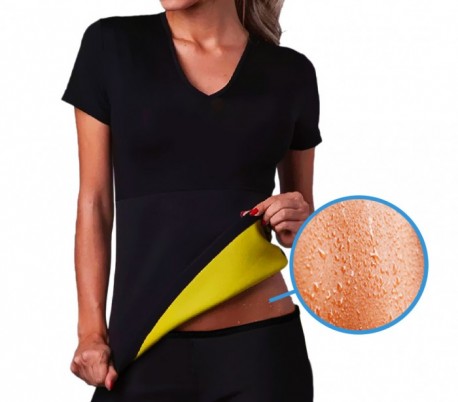 Camiseta de neopreno efecto sauna adelgaza brazos y abdomen mujeres tallas S-XXL