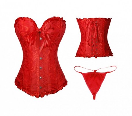 Sexy corsé con tanga  y corpiño  traje completo