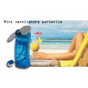 Mini ventilador portátil a pilas con 2 palas práctico y de bolsillo color azul