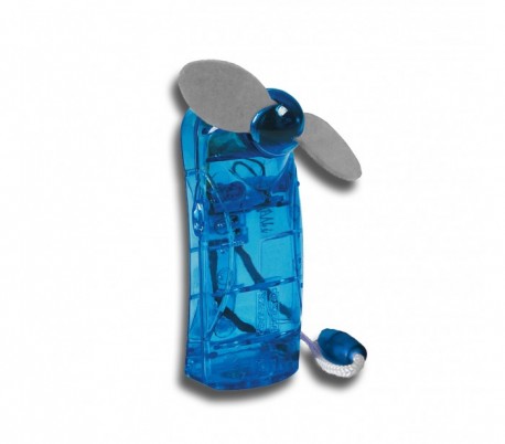 Mini ventilador portátil a pilas con 2 palas práctico y de bolsillo color azul