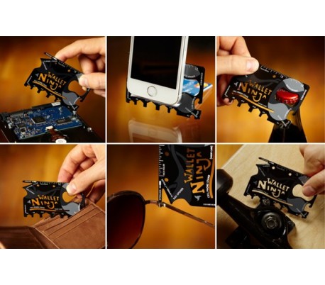 18 en 1 kit multi herramienta de cartera para la supervivencia ninja wallet