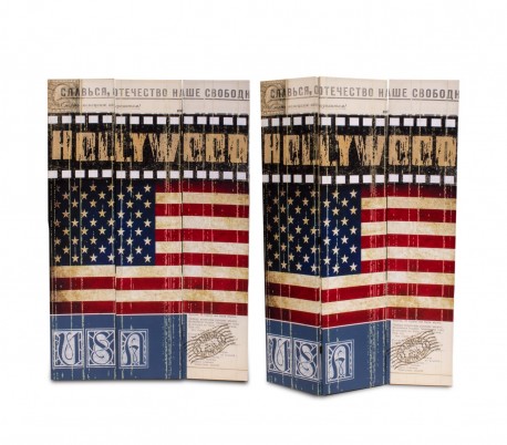 209653 Biombo de madera modelo Antigua America 120 x 180 cm