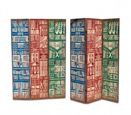 05979 Biombo de madera modelo Vintage 120 x 180 cm con tres paneles