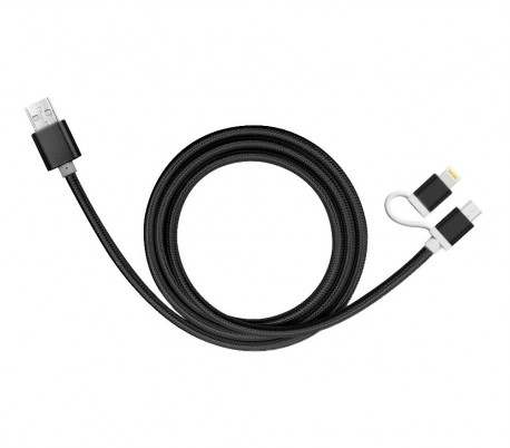 893267 Cable 2 en 1 USB de carga y de datos adaptador de Micro y Lightning 39 cm