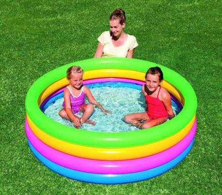 51117 Piscina inflable de arcoiris Bestway 4 anillos 157 x 46 cm 
