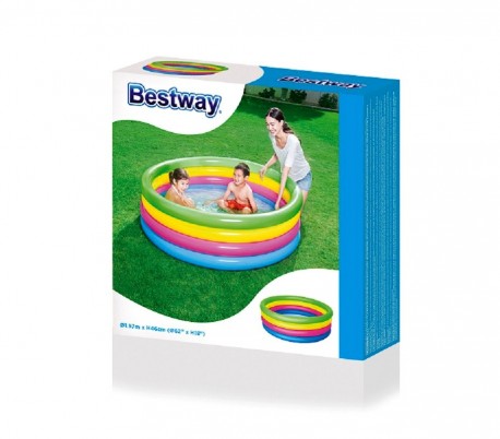 51117 Piscina inflable de arcoiris Bestway 4 anillos 157 x 46 cm 