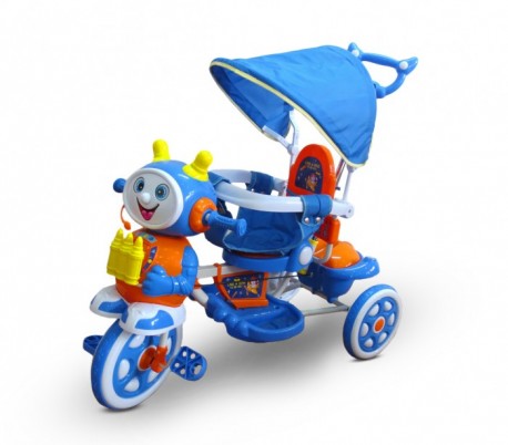 LT813 Triciclo con pedales para bebés con capota y asiento acolchado