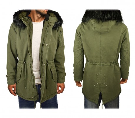 Parka de piel para hombre Z-DESIGN D-235 mod. Mailk con capucha 