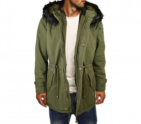 Parka de piel para hombre Z-DESIGN D-235 mod. Mailk con capucha 