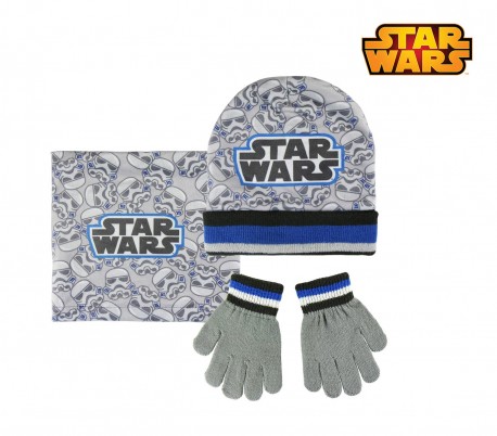 22-2540 Pack 3pz completo para invierno motivo STAR WARS Gorro guantes y bufanda