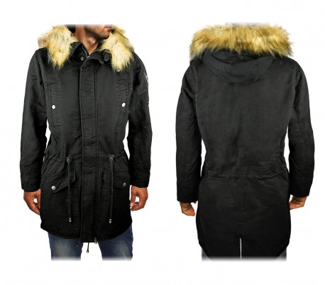 parka hombre capucha pelo