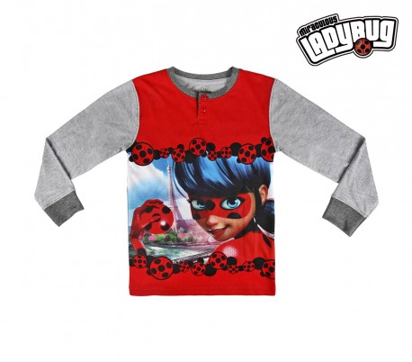 22-2283 Pijama invierno en algodón para niña motivo LADYBUG talla de 4 a 10 años