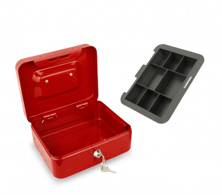 748794 Caja de seguridad con llave y 8 compartimentos para monedas 20x8x16 cm