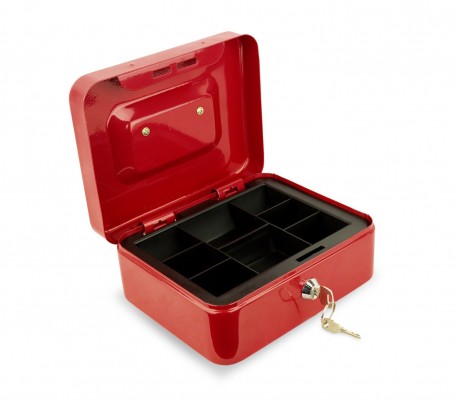 748794 Caja de seguridad con llave y 8 compartimentos para monedas 20x8x16 cm