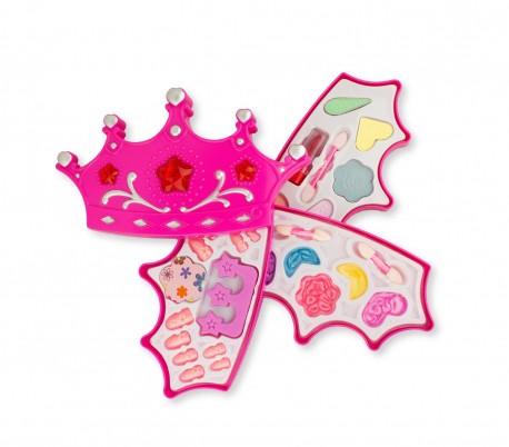 257395 Cajita de maquillaje en forma corona FASHION CORONA para niñas 3 niveles
