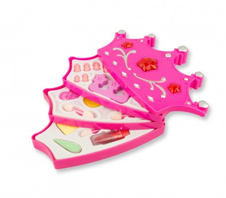 257395 Cajita de maquillaje en forma corona FASHION CORONA para niñas 3 niveles