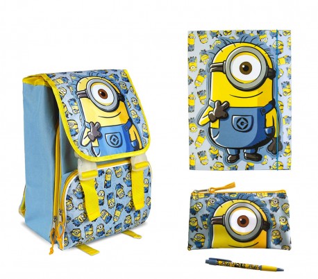 21-1498 Set completo para la escuela motivo MINIONS mochila estuche y libreta