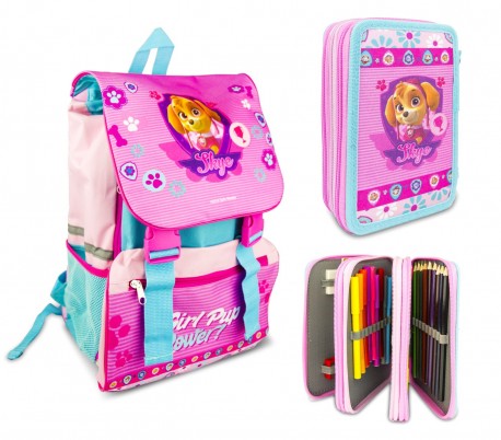 PR16111 Set para la escuela Paw Patrol Skye mochila y estuche 3 compartimentos