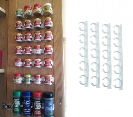 4369 Set de 4 tiras con 5 clips sujeta especias con tira adhesiva por detrás 