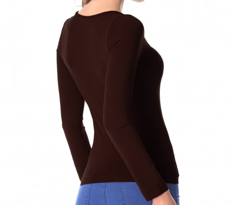 VKA25 Pack 5 camisetas con el interior de felpa mod. Lisa escote en V para mujer