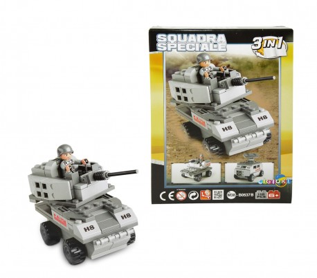 340660 Playset construcción 3 en 1 Tanque ESERCITO 110 piezas para montar 